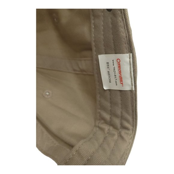 Troy Bilt Embroidered Adjustable Tuck Strap Cap Trucker Baseball Hat Khaki Red - Picture 3 of 12